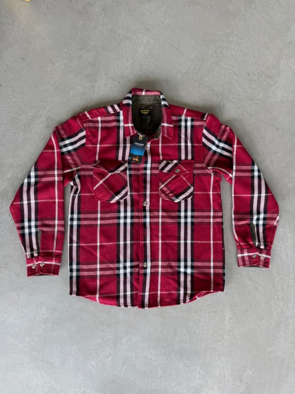 Seager Co. Calico Flannel Shirt - Red/White/Black Plaid - Size L
